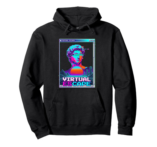 Virtual Escape Vaporwave Glitch Hoodie - Custom Art Print for Adults - T-Shirt, Sweatshirt, Hoodie
