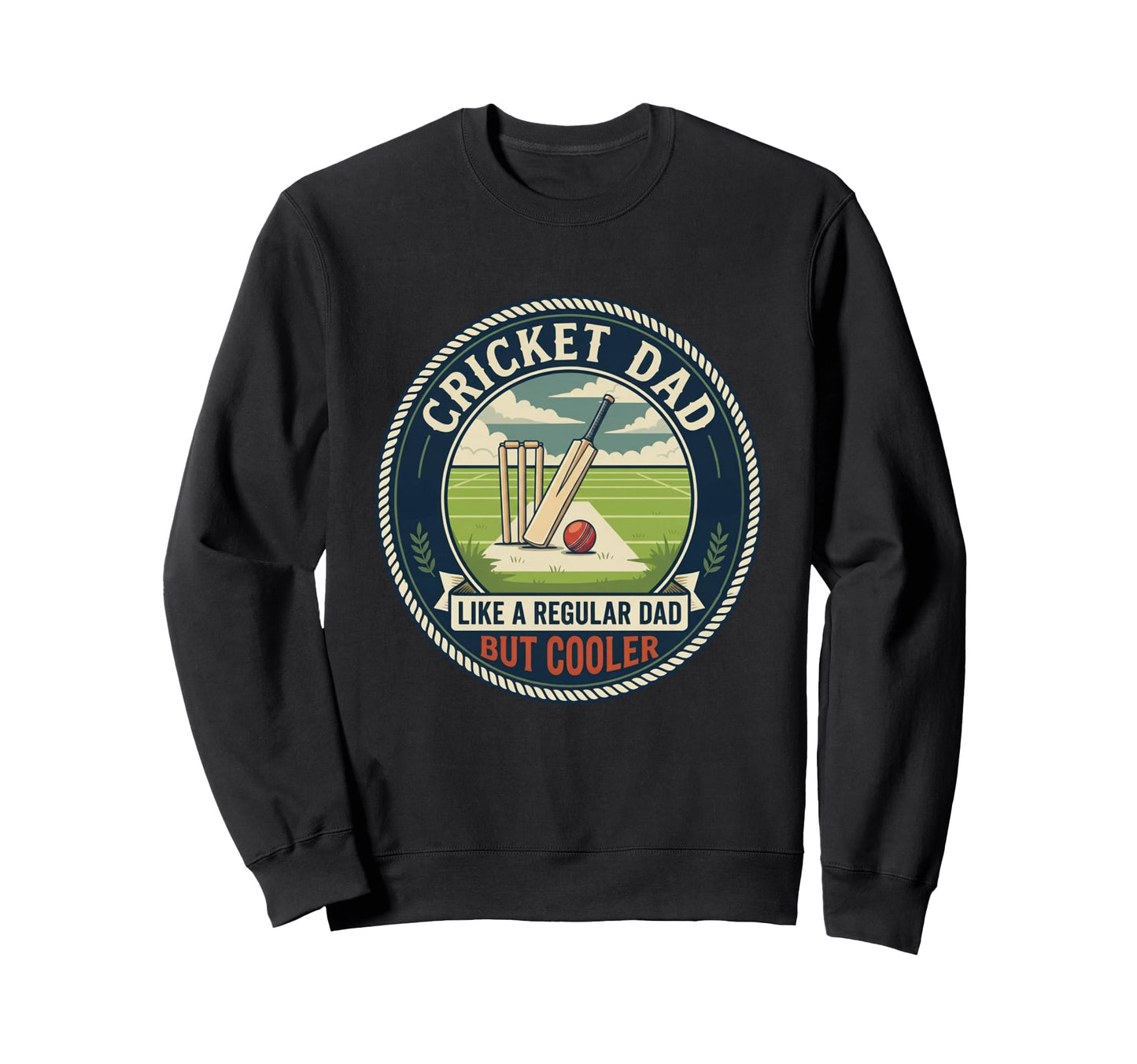 Cricket Dad Batsman Bat Ball Pitch Sweatshirt - Minimalist Print Men Women - T-Shirt, Sweatshirt, Hoodie
