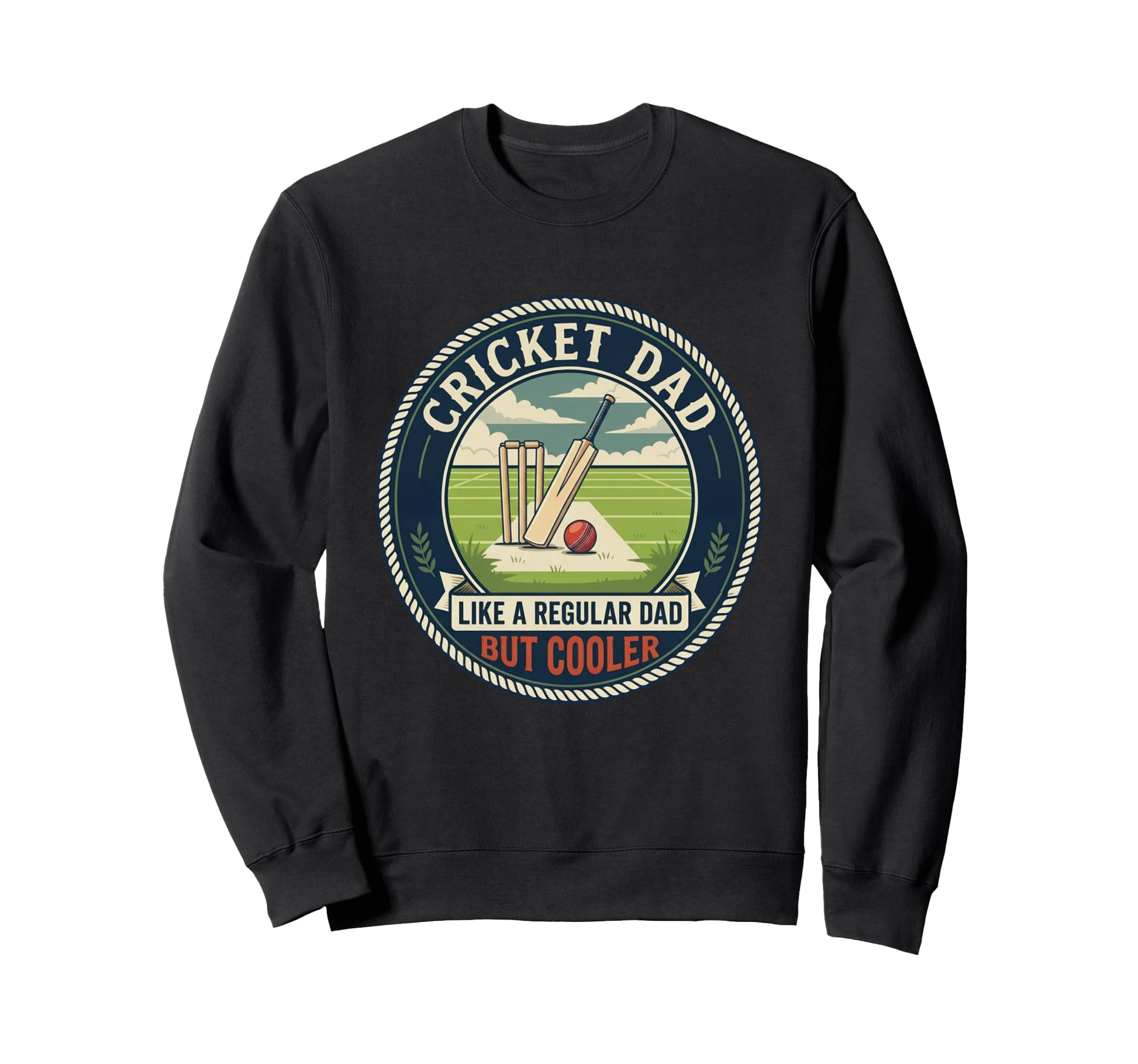 Cricket Dad Batsman Bat Ball Pitch Sweatshirt - Minimalist Print Men Women - T-Shirt, Sweatshirt, Hoodie