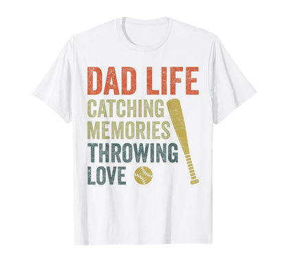 Dad Baseball Dad Life Catching Memories T-Shirt - Minimalist Print Unisex - T-Shirt, Sweatshirt, Hoodie