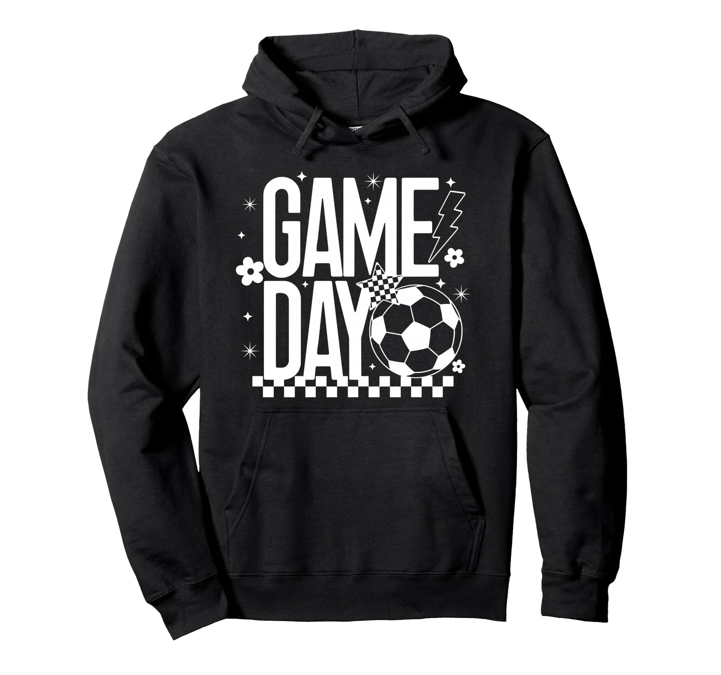 Game Day Soccer Season Mom Checkered Hoodie - Minimalist Print for Adults - T-Shirt, Sweatshirt, Hoodie