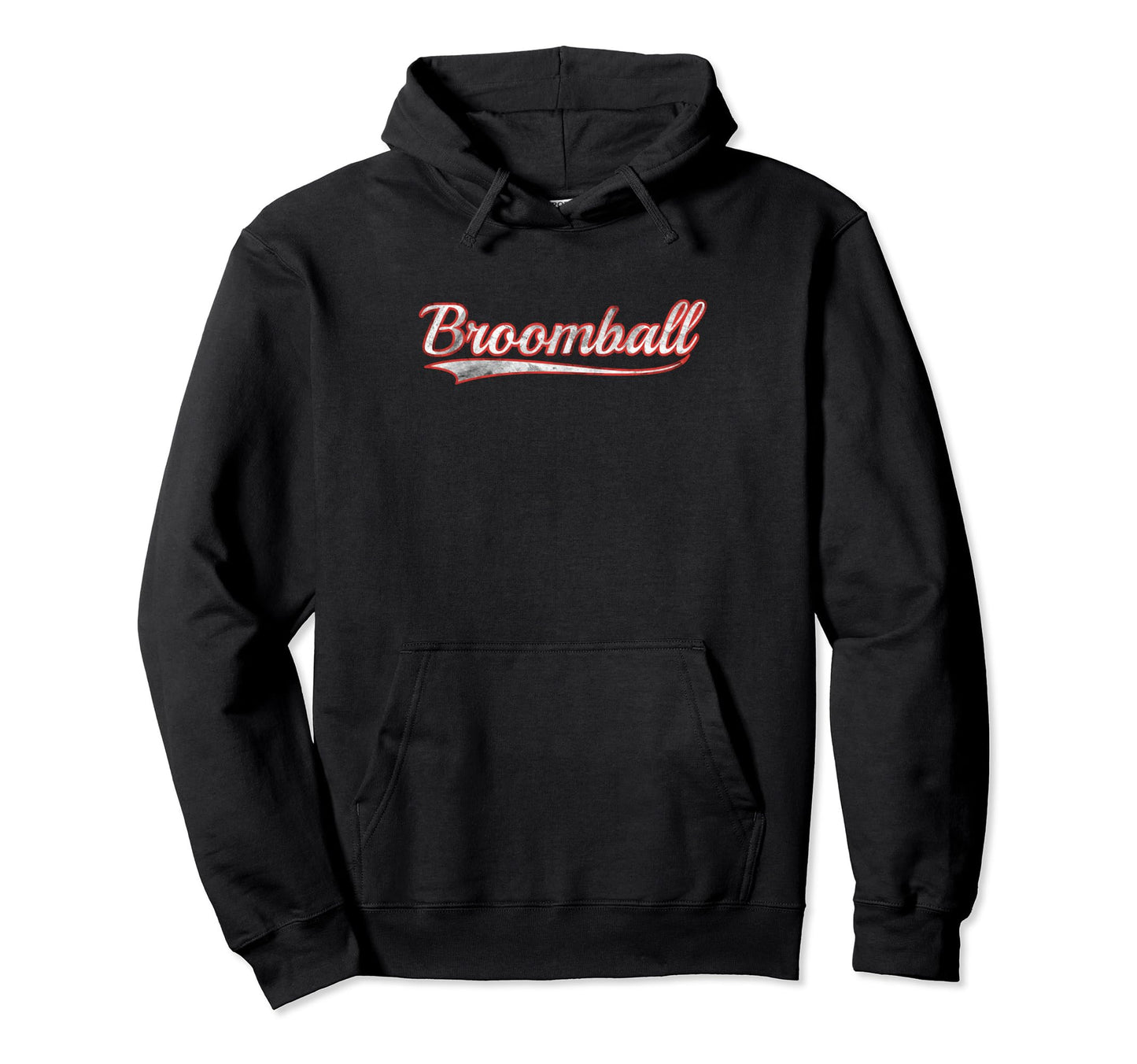 Broomball Varsity Distressed Throwback Hoodie - Trendy Graphic Men Women - T-Shirt, Sweatshirt, Hoodie