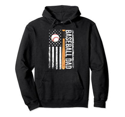 Baseball Dad Usa Flag Father Day Hoodie - Aesthetic Graphic for Adults - T-Shirt, Sweatshirt, Hoodie