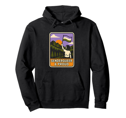 Genderqueer Proud Rainbow Lgbtq Hoodie - Graphic Print for Adults - T-Shirt, Sweatshirt, Hoodie