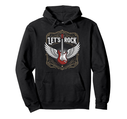 Lets Rock Electric Guitar Rock Band Hoodie - Streetwear Style Men Women - T-Shirt, Sweatshirt, Hoodie