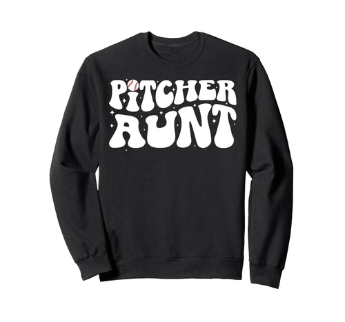 Baseball Pitcher Aunt Groovy Sweatshirt - Aesthetic Graphic Unisex - T-Shirt, Sweatshirt, Hoodie
