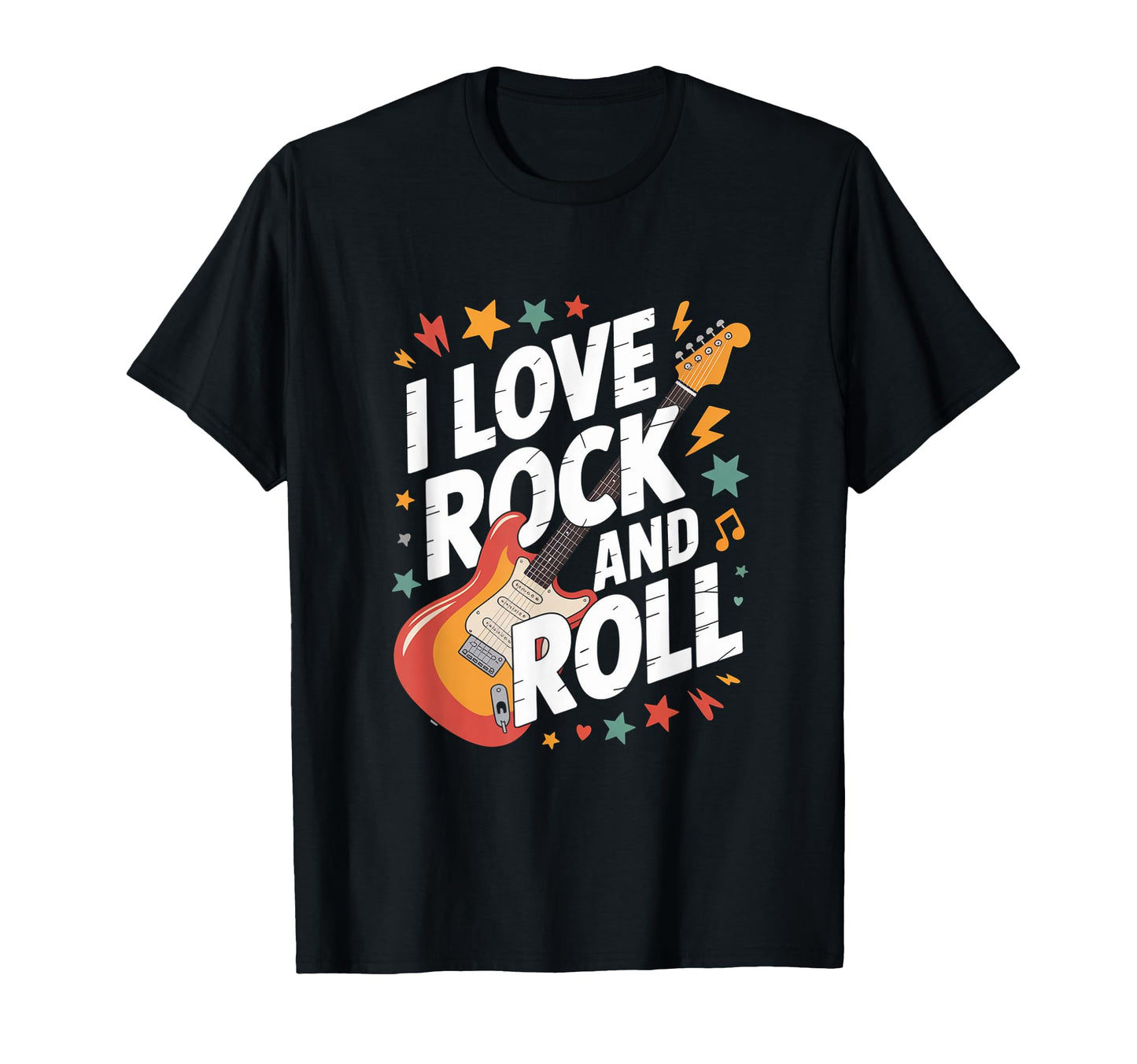 I Love Rock And Roll Electric Guitar T-Shirt - Trendy Graphic Men Women - T-Shirt, Sweatshirt, Hoodie