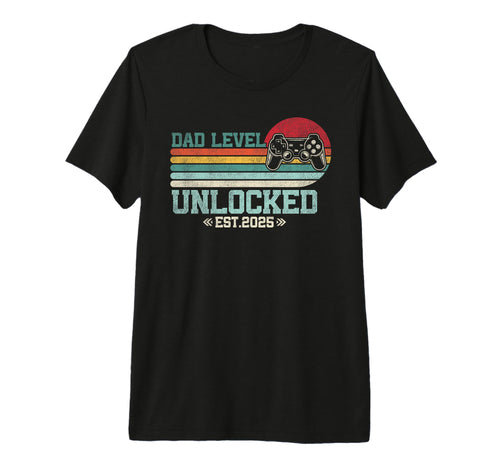 Dad Level Unlocked 2025 Leveled Up T-Shirt - Minimalist Print for Adults - T-Shirt, Sweatshirt, Hoodie