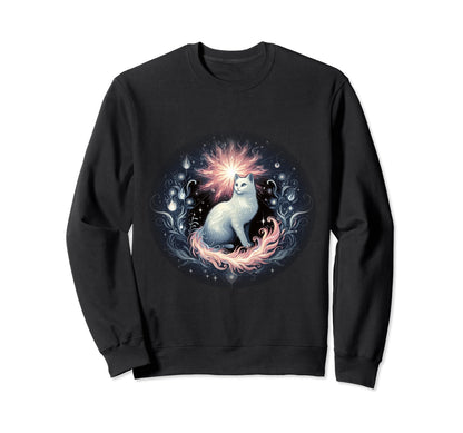 Boho White Kitty Spirit Angelic Sweatshirt - Aesthetic Graphic Men Women - T-Shirt, Sweatshirt, Hoodie