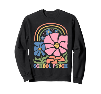 Boho Floral School Psych Teacher Sweatshirt - Aesthetic Graphic for Adults - T-Shirt, Sweatshirt, Hoodie