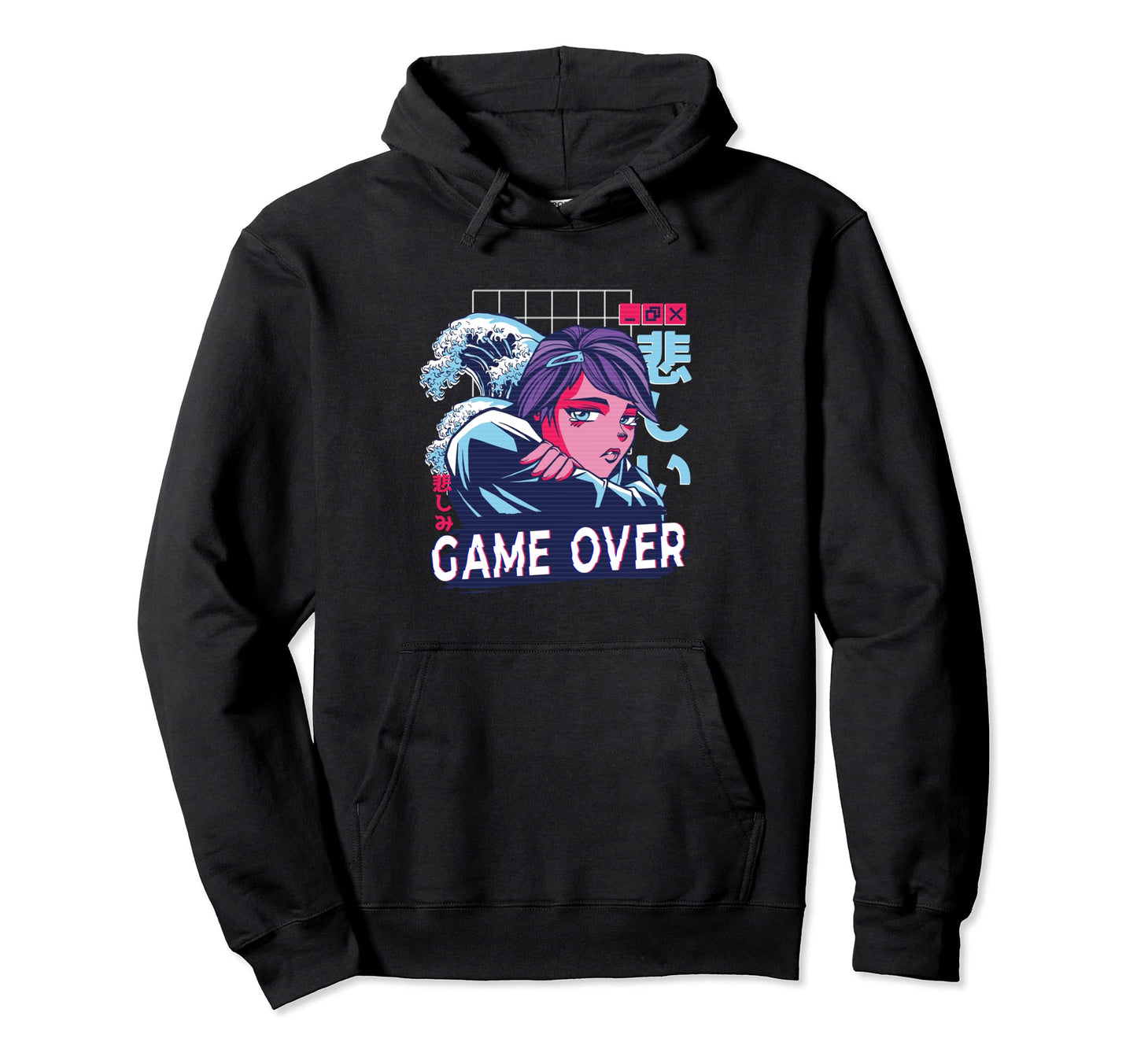 Game Over Japanese Vaporwave 80S 90S Hoodie - Graphic Print Men Women - T-Shirt, Sweatshirt, Hoodie