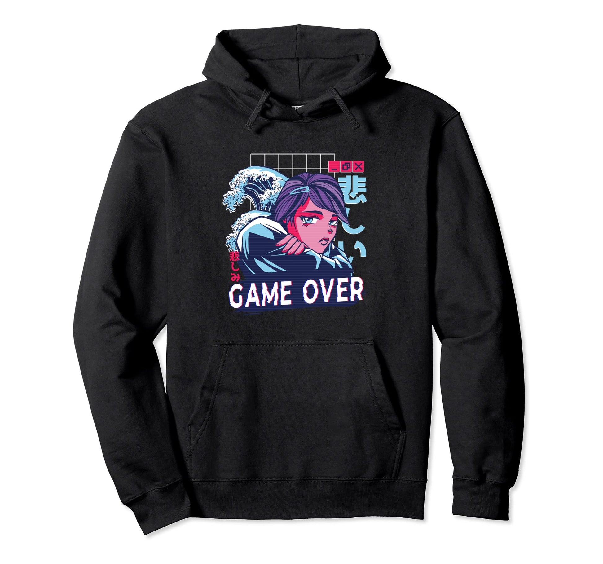 Game Over Japanese Vaporwave 80S 90S Hoodie - Graphic Print Men Women - T-Shirt, Sweatshirt, Hoodie