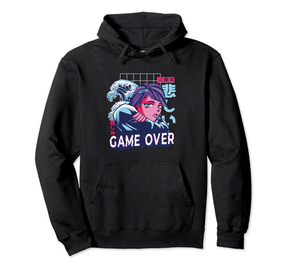Game Over Japanese Vaporwave 80S 90S Hoodie - Graphic Print Men Women - T-Shirt, Sweatshirt, Hoodie