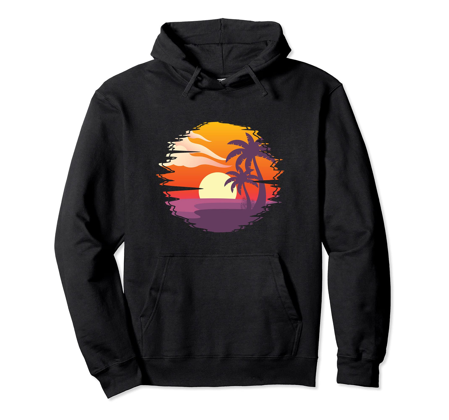 90S Aesthetic Tropical Sunset Palms Hoodie - Streetwear Style for Adults - T-Shirt, Sweatshirt, Hoodie
