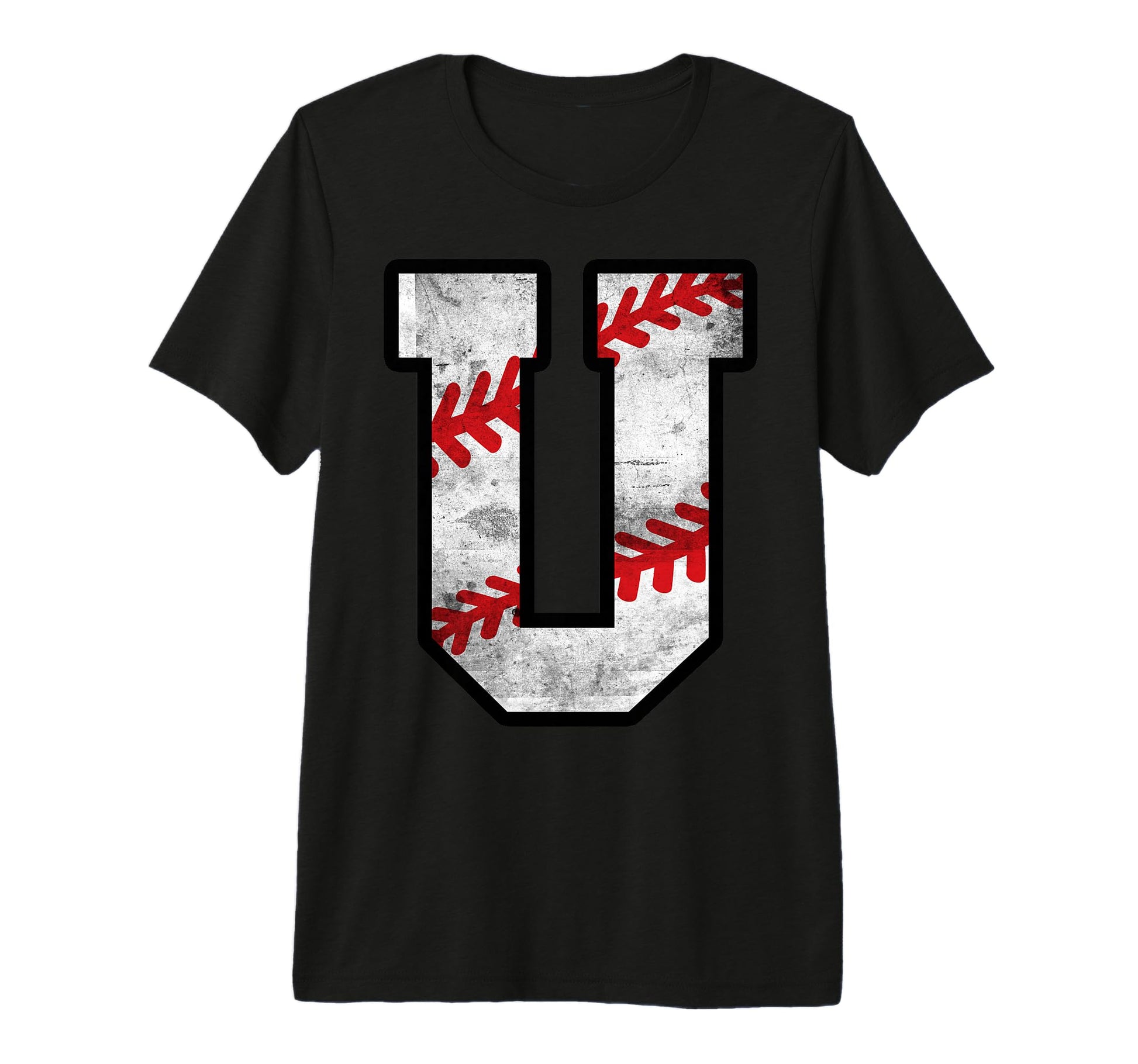 Distressed Baseball Letter U Tri Blend T-Shirt - Trendy Graphic Men Women - T-Shirt, Sweatshirt, Hoodie