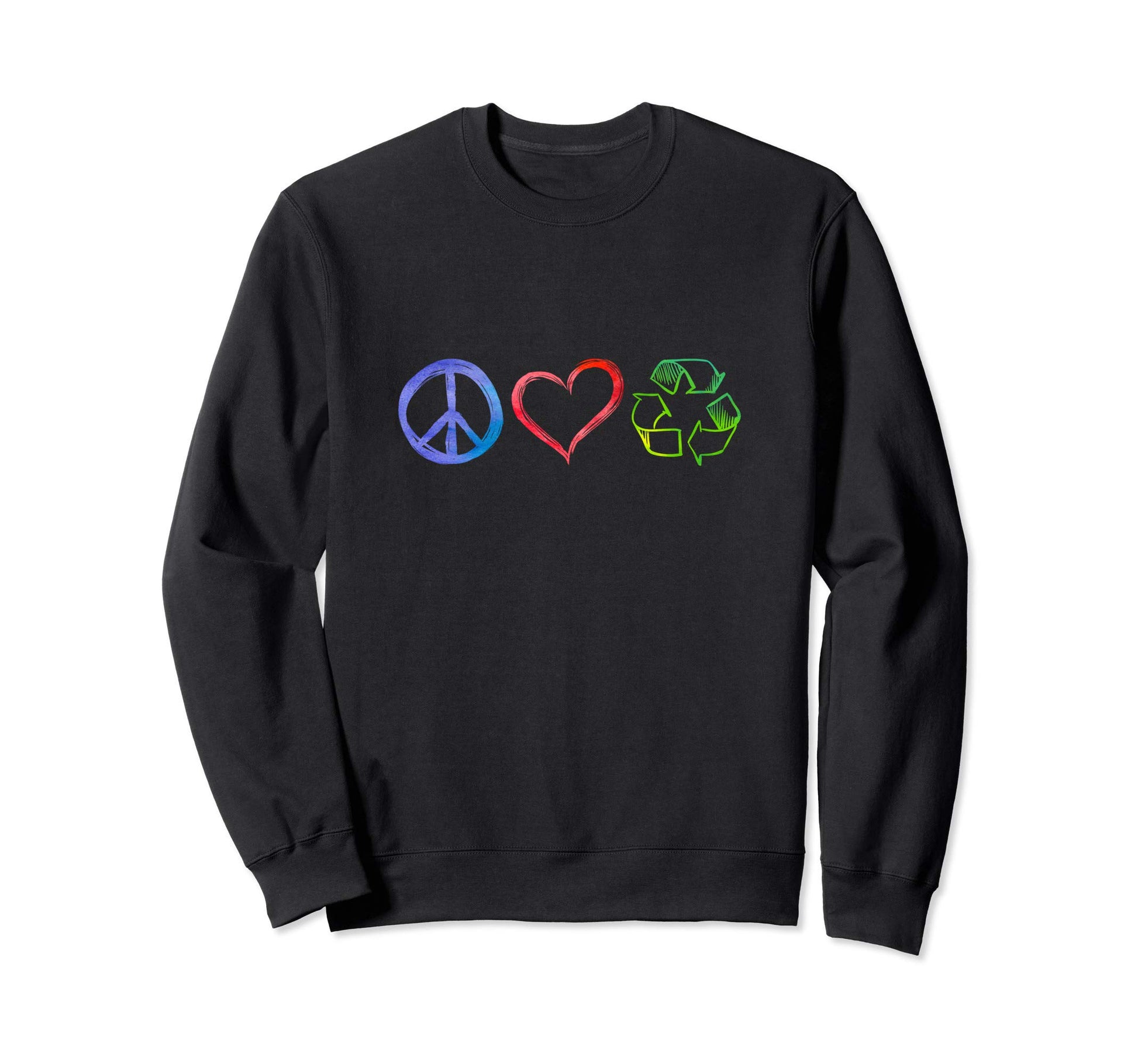 Earth Day Peace Love Recycle 2019 Sweatshirt - Custom Art Print for Adults - T-Shirt, Sweatshirt, Hoodie