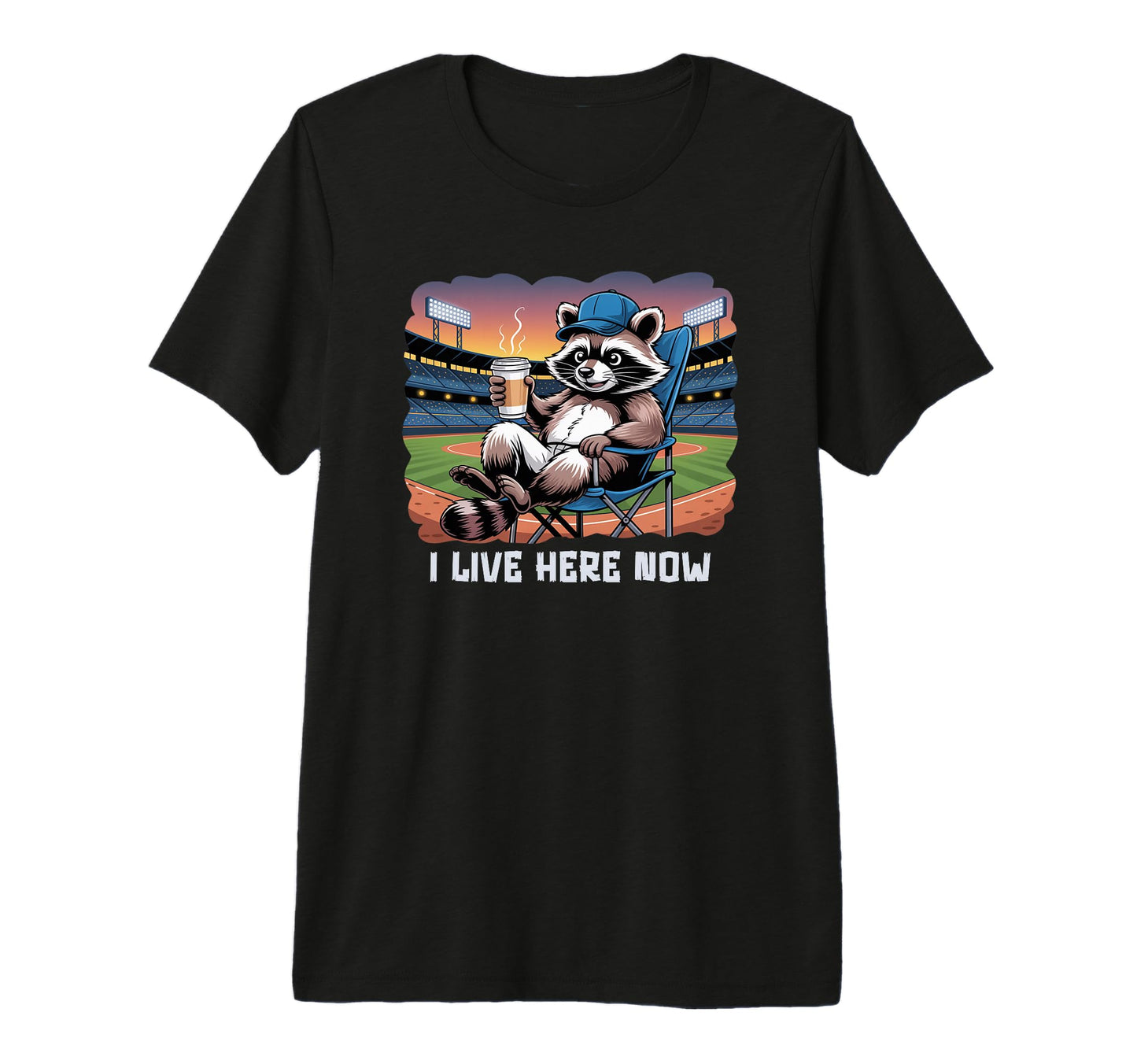 Baseball Mom Racoon Coffee Lover Tri T-Shirt - Casual Everyday Wear Unisex - T-Shirt, Sweatshirt, Hoodie