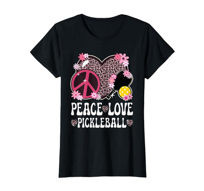 Peace Love Pickleball Lover Leopard T-Shirt - Custom Art Print for Adults - T-Shirt, Sweatshirt, Hoodie