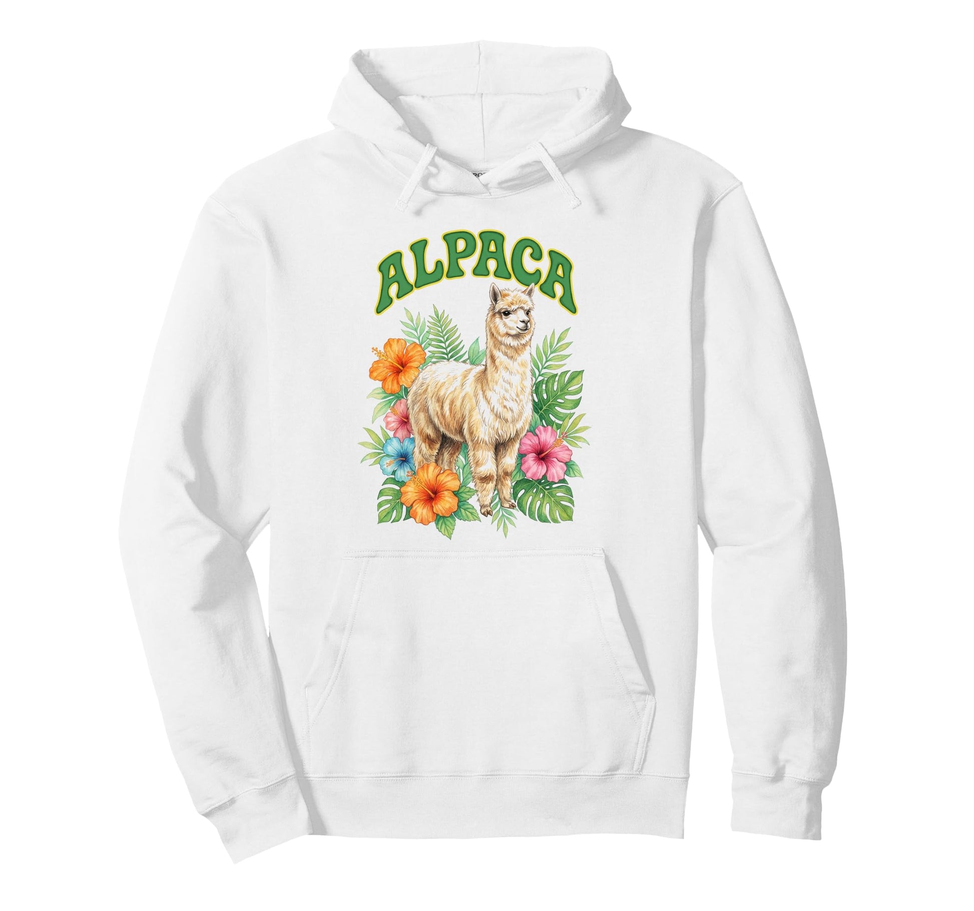 Alpaca Groovy Floral Alpaca Hoodie - Aesthetic Graphic Men Women - T-Shirt, Sweatshirt, Hoodie