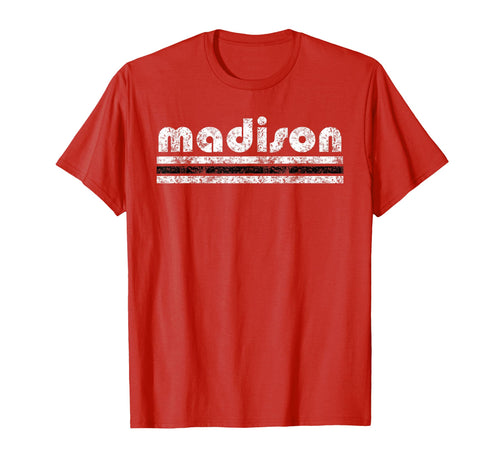 Madison Wisconsin Three Stripe T-Shirt - Custom Art Print Men Women - T-Shirt, Sweatshirt, Hoodie
