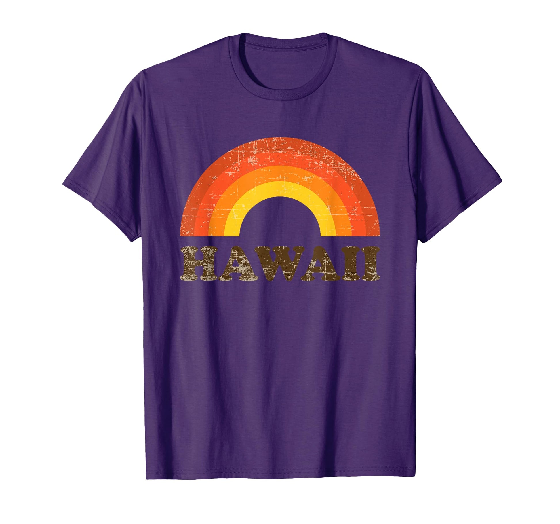 Hawaii Souvenir 70S Distressed Rainbow T-Shirt - Graphic Print Men Women - T-Shirt, Sweatshirt, Hoodie