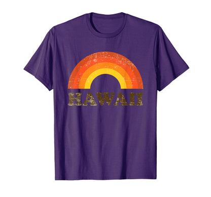 Hawaii Souvenir 70S Distressed Rainbow T-Shirt - Graphic Print Men Women - T-Shirt, Sweatshirt, Hoodie