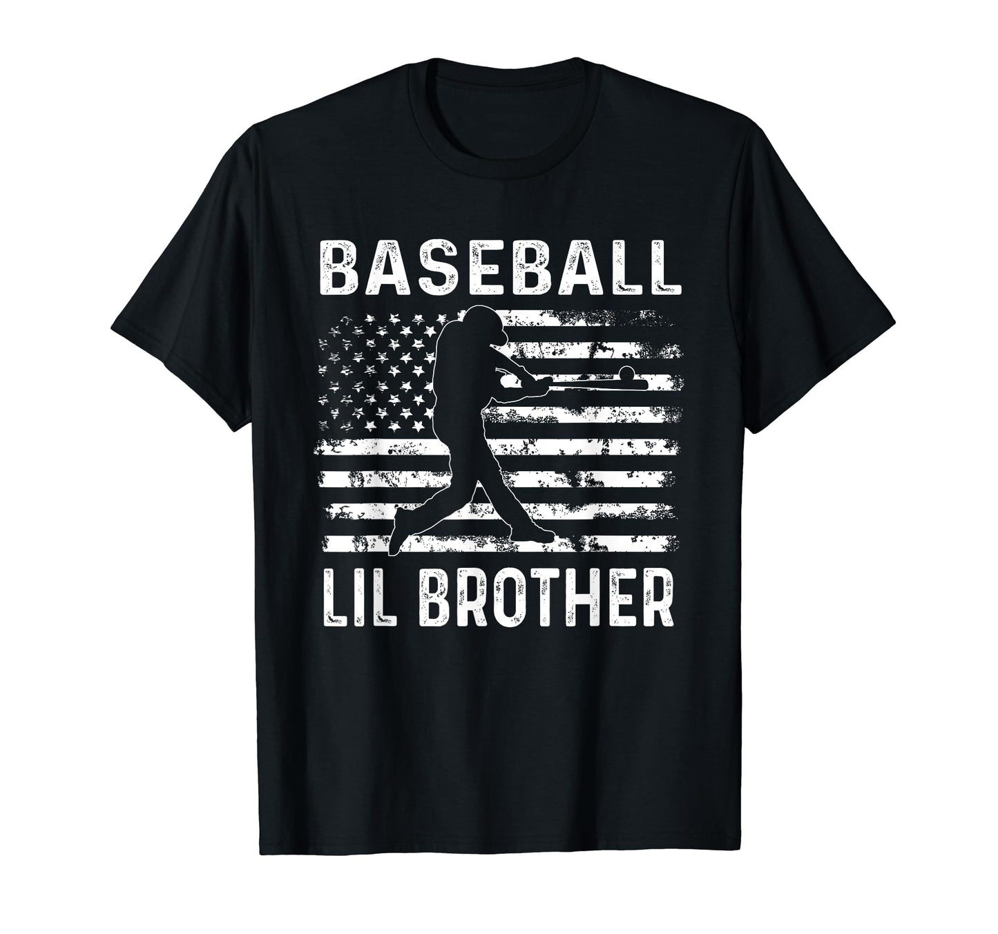 Baseball Lil Brother Usa Flag 4Th July T-Shirt - Trendy Graphic for Adults - T-Shirt, Sweatshirt, Hoodie