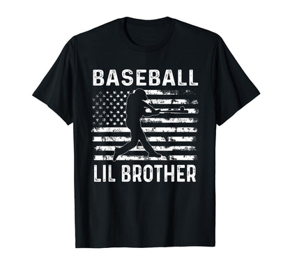 Baseball Lil Brother Usa Flag 4Th July T-Shirt - Trendy Graphic for Adults - T-Shirt, Sweatshirt, Hoodie