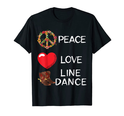Line Dance Love Peace Cowboy Boots T-Shirt - Custom Art Print Unisex - T-Shirt, Sweatshirt, Hoodie