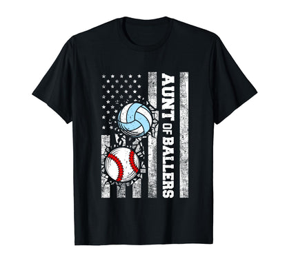 Aunt Ballers Funny Usa Flag T-Shirt - Casual Everyday Wear Men Women - T-Shirt, Sweatshirt, Hoodie