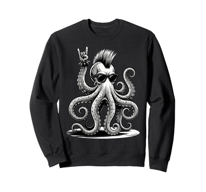 Funny Octopus Loving Rock And Roll Sweatshirt - Novelty Apparel for Adults - T-Shirt, Sweatshirt, Hoodie