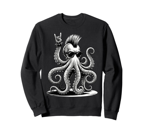 Funny Octopus Loving Rock And Roll Sweatshirt - Novelty Apparel for Adults - T-Shirt, Sweatshirt, Hoodie
