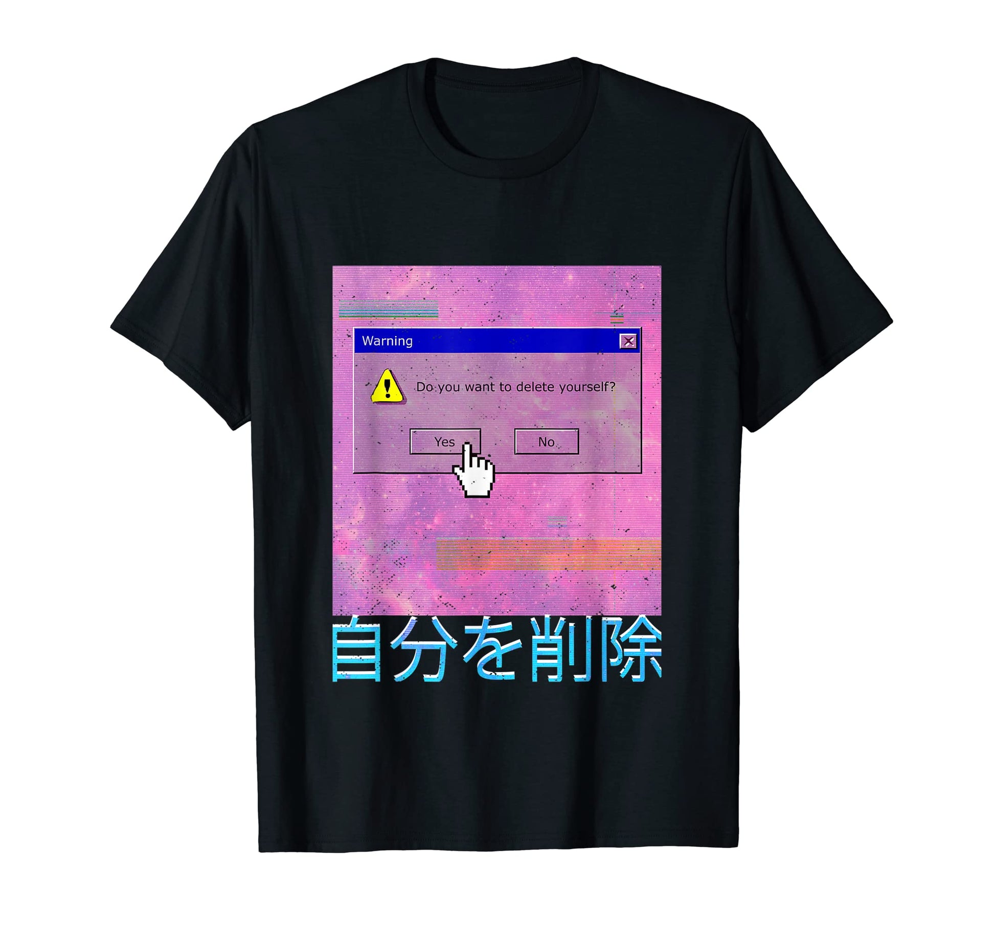 Delete Yourself Warning Vaporwave T-Shirt - Graphic Print for Adults - T-Shirt, Sweatshirt, Hoodie
