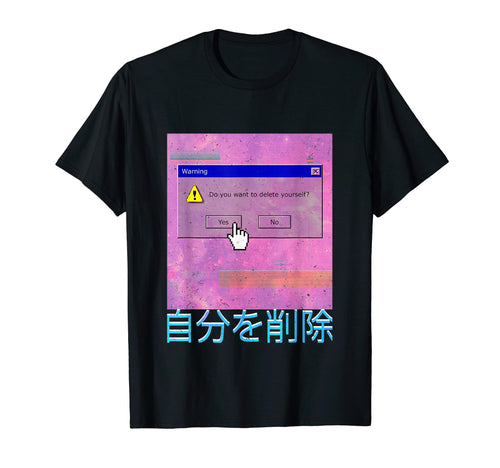 Delete Yourself Warning Vaporwave T-Shirt - Graphic Print for Adults - T-Shirt, Sweatshirt, Hoodie