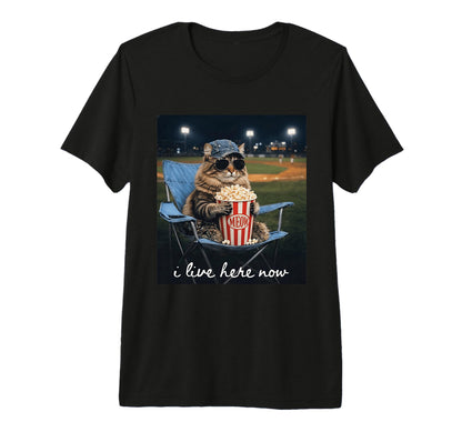 Funny Cat Baseball Mom I Live Here Now T-Shirt - Novelty Apparel Men Women - T-Shirt, Sweatshirt, Hoodie