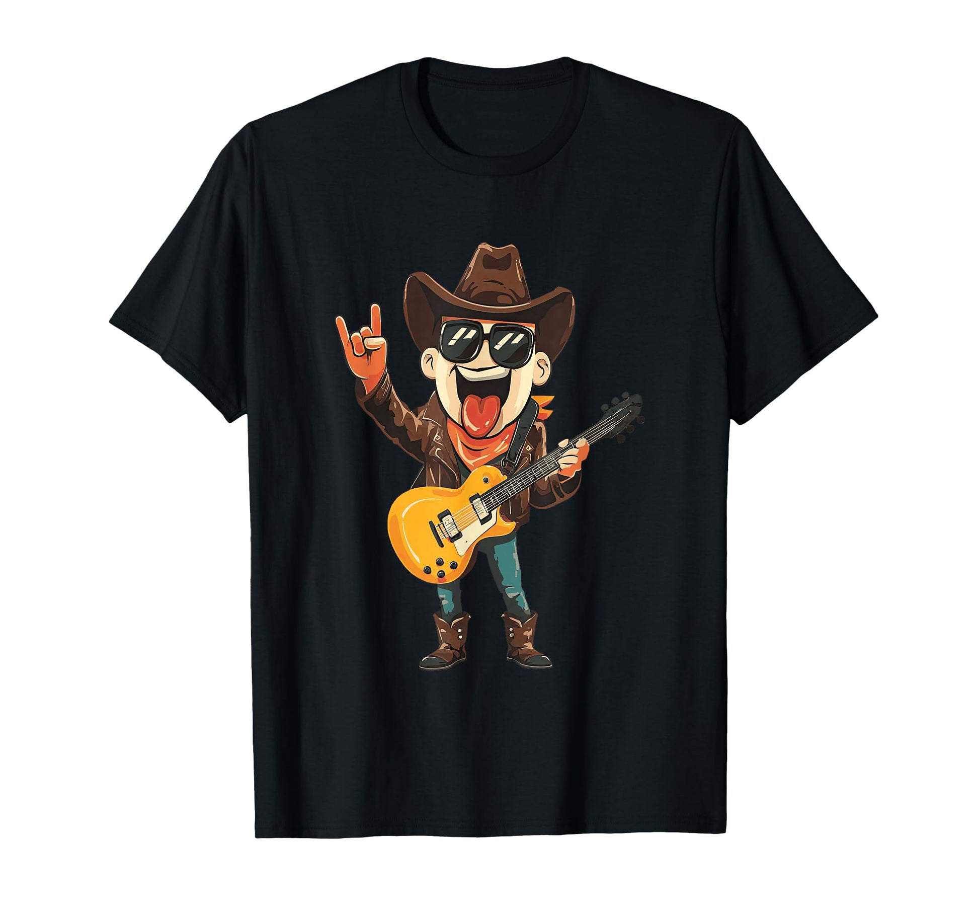 Funny Cowboy Guitarist Rock Music Lover T-Shirt - Graphic Print Men Women - T-Shirt, Sweatshirt, Hoodie