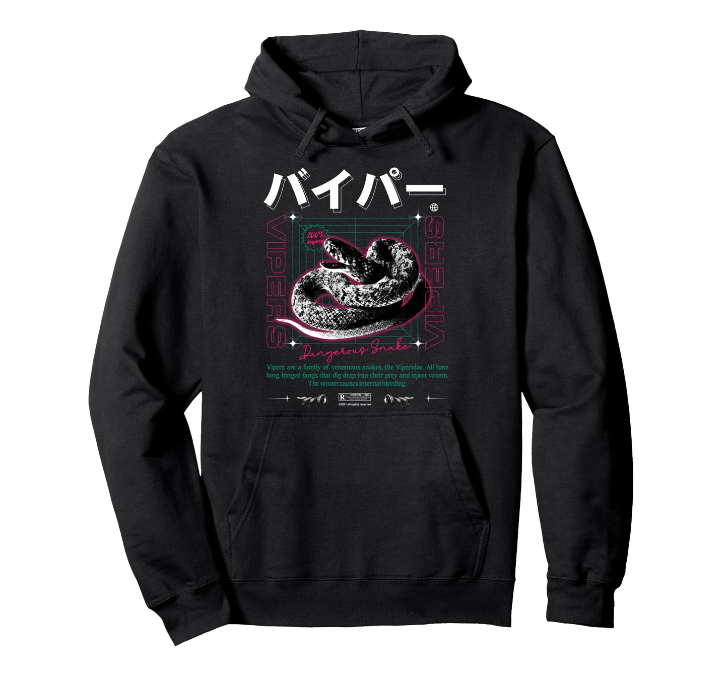 Snake Vipers Venom Aesthetic Edgy Hoodie - Aesthetic Graphic Unisex - T-Shirt, Sweatshirt, Hoodie