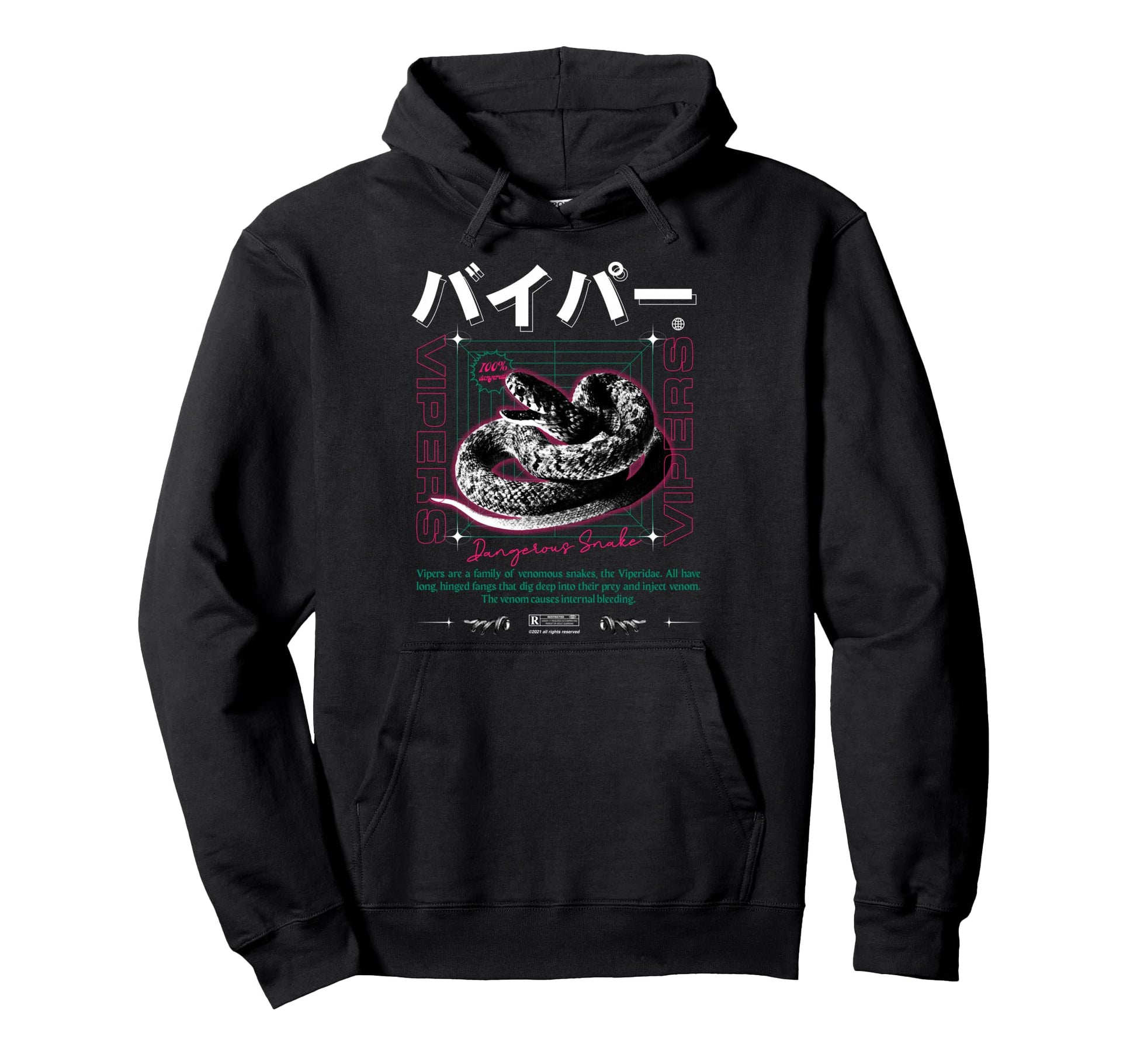 Snake Vipers Venom Aesthetic Edgy Hoodie - Aesthetic Graphic Unisex - T-Shirt, Sweatshirt, Hoodie