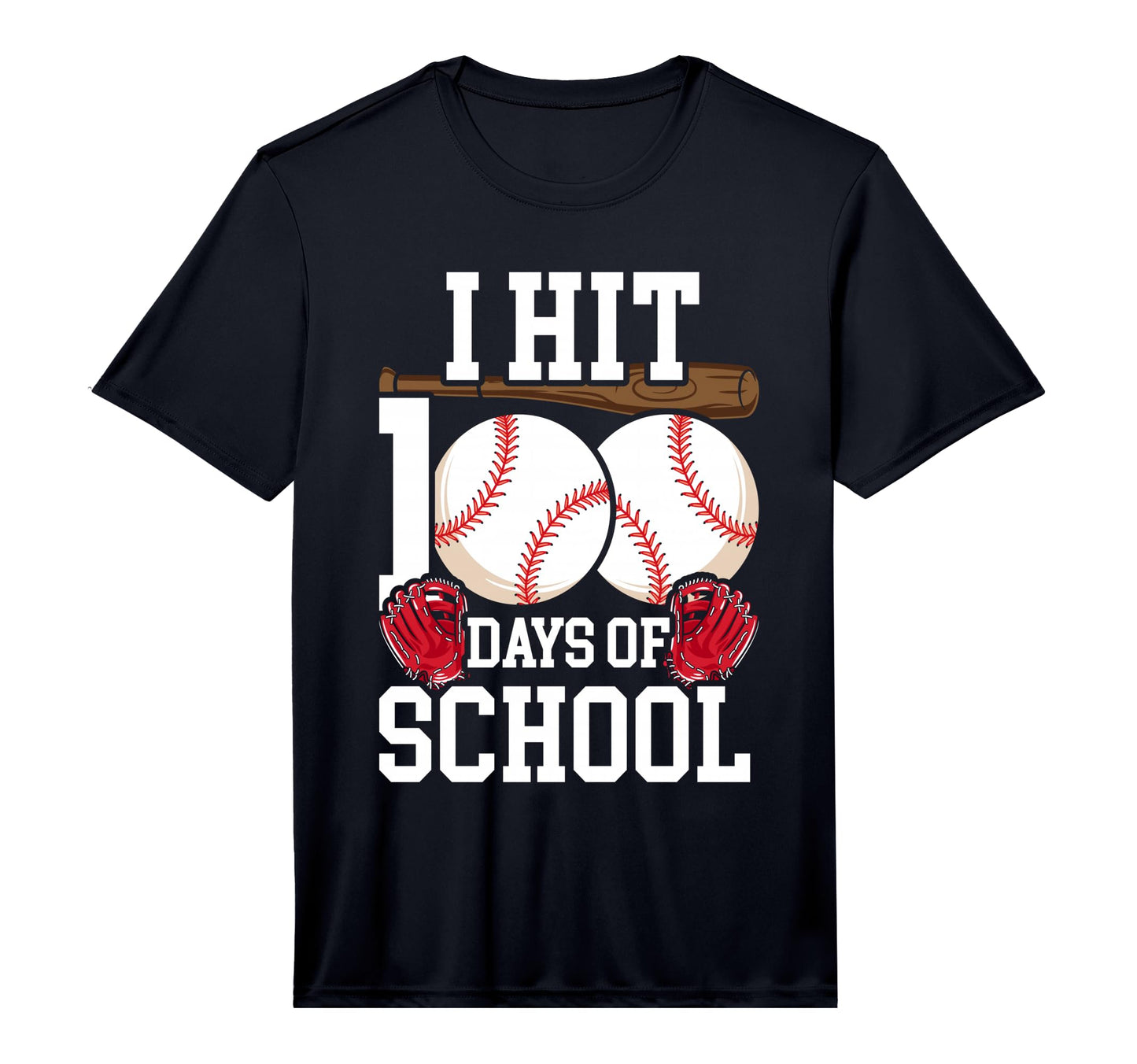 I Hit 100 Days School Baseball Bat T-Shirt - Fun Novelty Design for Adults - T-Shirt, Sweatshirt, Hoodie