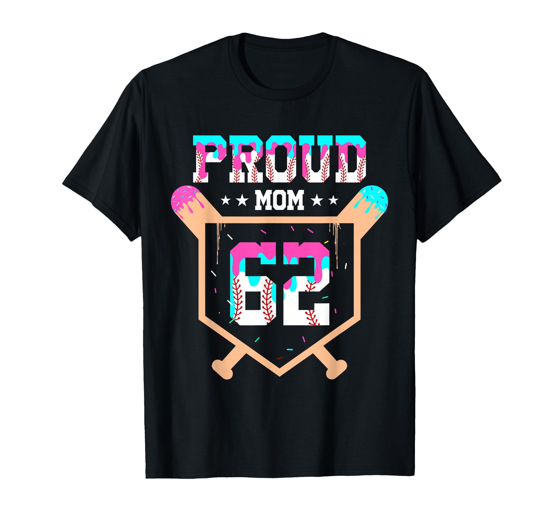Proud Mom Baseball Player Number 62 Ice T-Shirt - Unique Graphic Men Women - T-Shirt, Sweatshirt, Hoodie