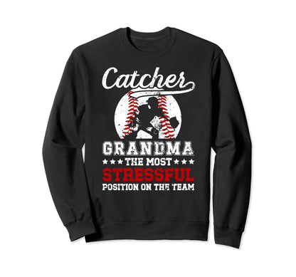 Baseball Catcher Grandma Funny Sweatshirt - Minimalist Print Men Women - T-Shirt, Sweatshirt, Hoodie