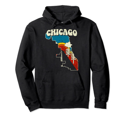 Chicago Usa City Rainbow Illinois 70S Hoodie - Unique Graphic for Adults - T-Shirt, Sweatshirt, Hoodie