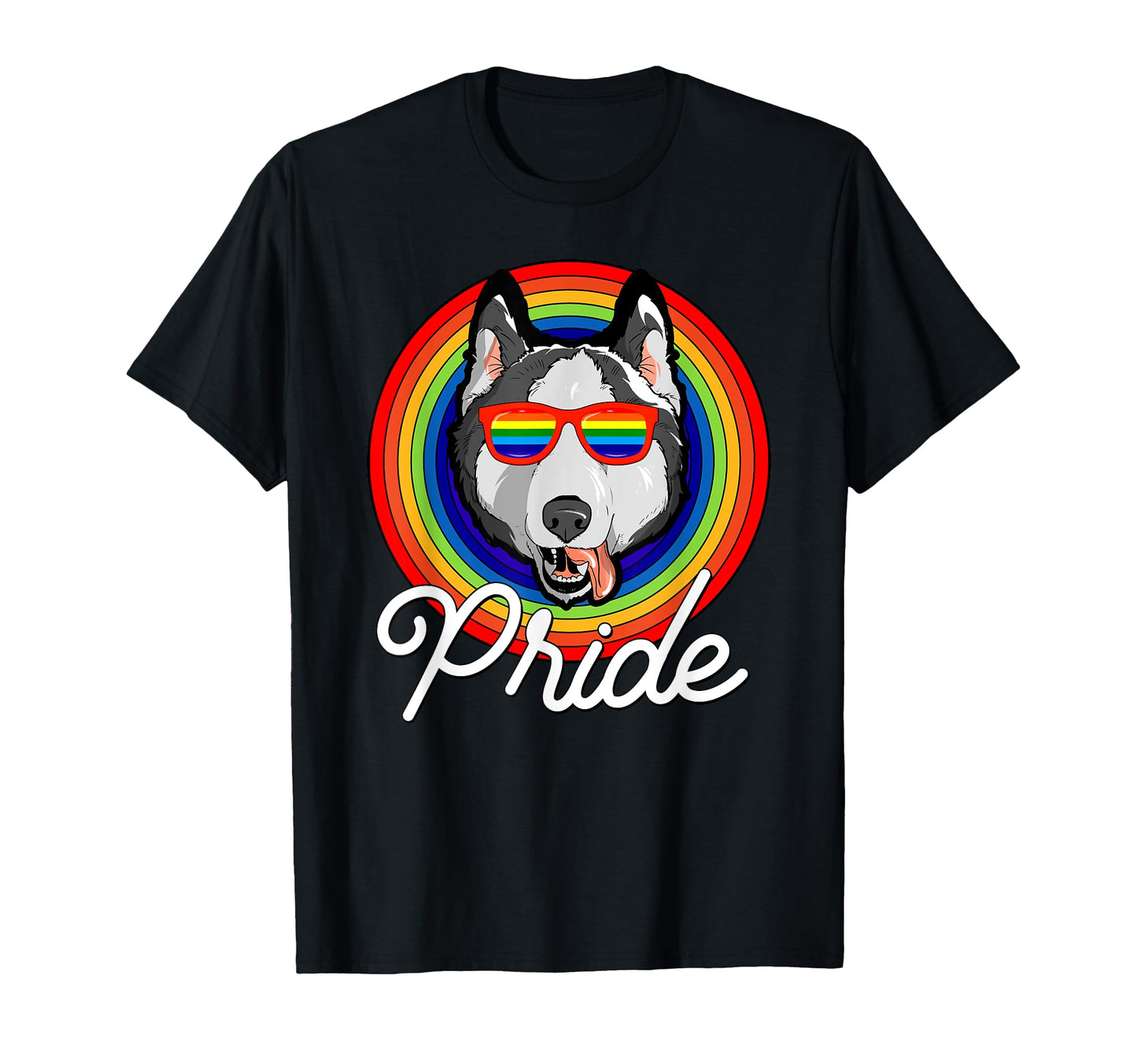Siberian Husky Lgbt Pride Dog Rainbow T-Shirt - Minimalist Print Men Women - T-Shirt, Sweatshirt, Hoodie