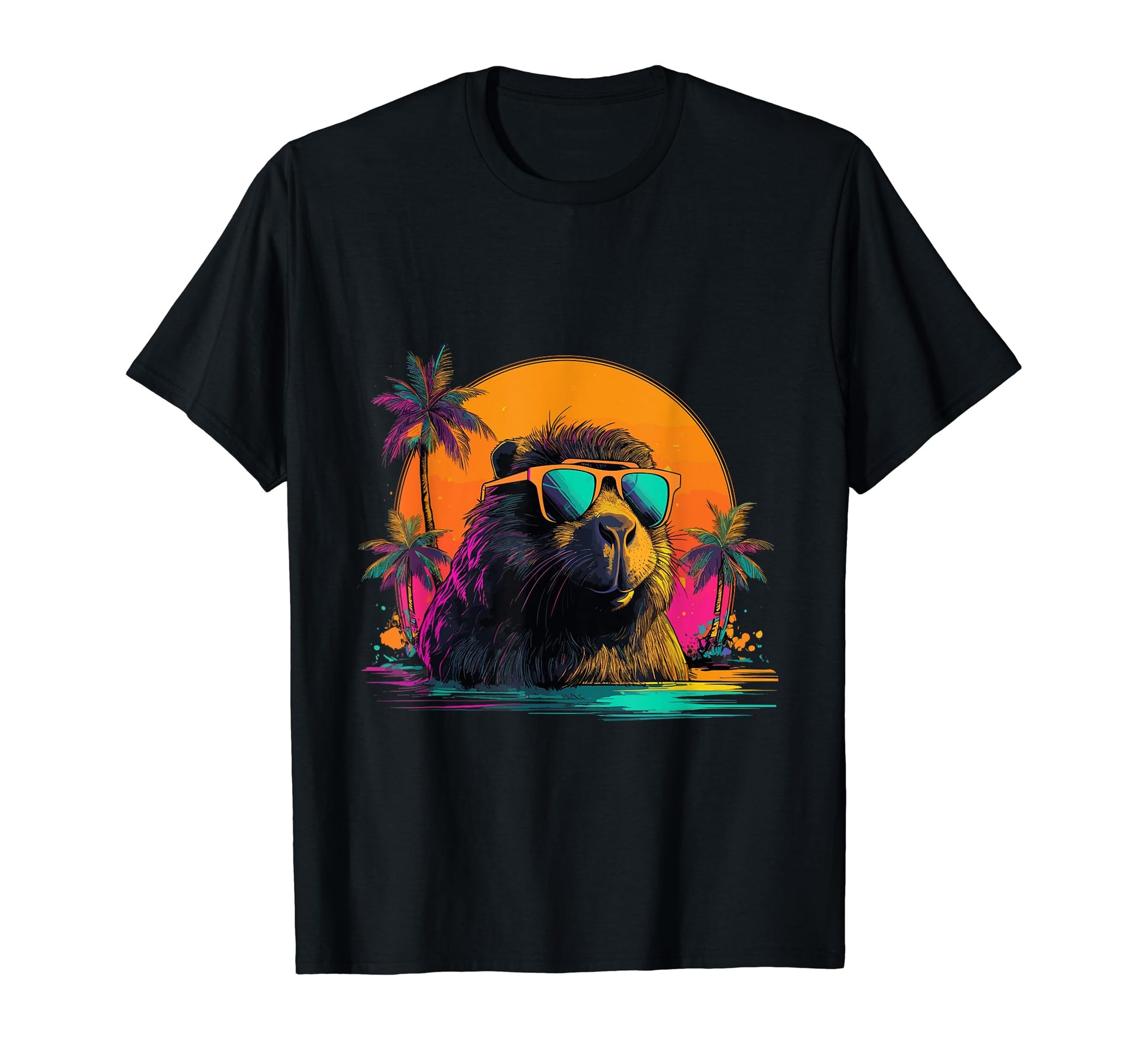 Funny Capybara Vaporwave T-Shirt - Casual Everyday Wear Men Women - T-Shirt, Sweatshirt, Hoodie