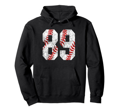 Distressed Baseball Number 89 Jersey Hoodie - Unique Graphic Men Women - T-Shirt, Sweatshirt, Hoodie