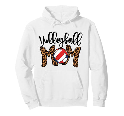 Volleyball Mom Leopard Beach Volley Hoodie - Trendy Graphic Men Women - T-Shirt, Sweatshirt, Hoodie