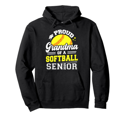 Proud Grandma Softball Senior 2025 Graduate Hoodie - Unique Graphic Unisex - T-Shirt, Sweatshirt, Hoodie