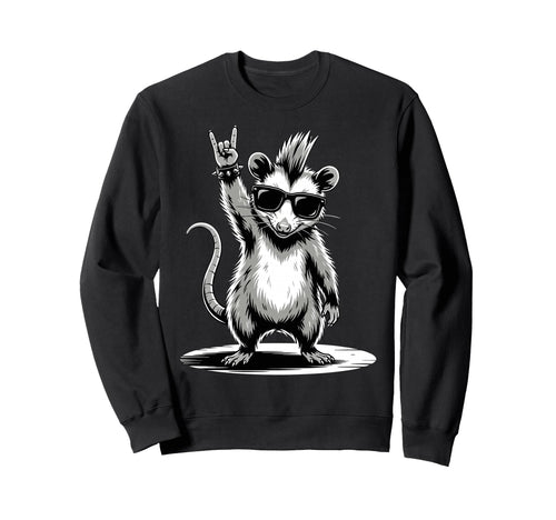 Funny Opossum Loving Rock And Sweatshirt - Fun Novelty Design Men Women - T-Shirt, Sweatshirt, Hoodie