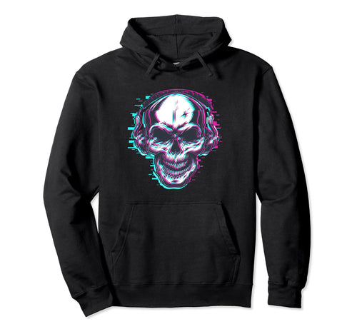 Glitch Skull Vaporwave Aesthetic Hoodie - Trendy Graphic Men Women - T-Shirt, Sweatshirt, Hoodie