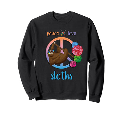 Peace Love Sloths Hippie Sweatshirt - Minimalist Print Unisex - T-Shirt, Sweatshirt, Hoodie